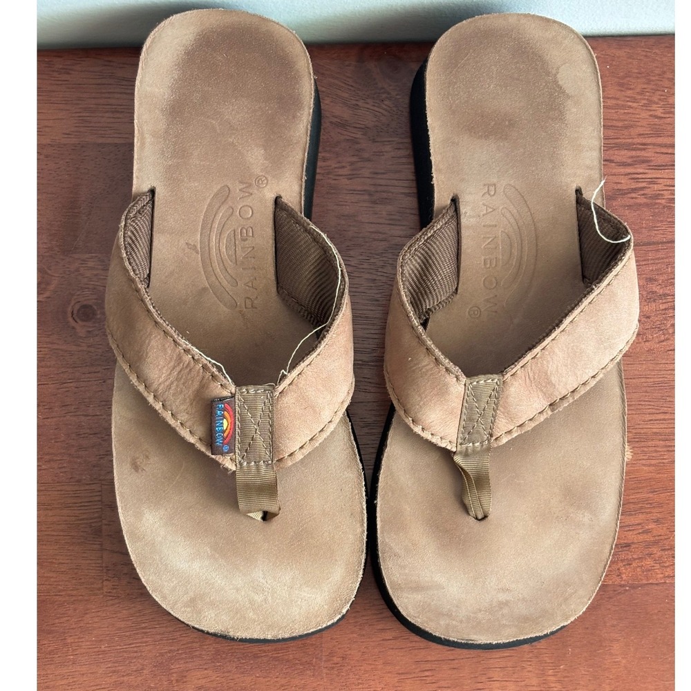 Rainbow Brown Platform Sandals Womens Large
